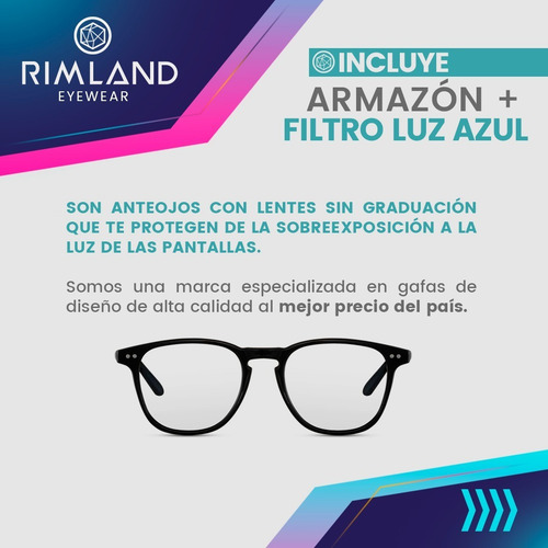 Imagen 5 de 8 de Filtro Luz Azul Marcos Anteojos Rimland Horny