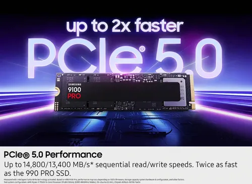Ssd Samsung 9100 Pro 8tb Nvme Gen5 X4 14800mb/s 13400mb/s Preto