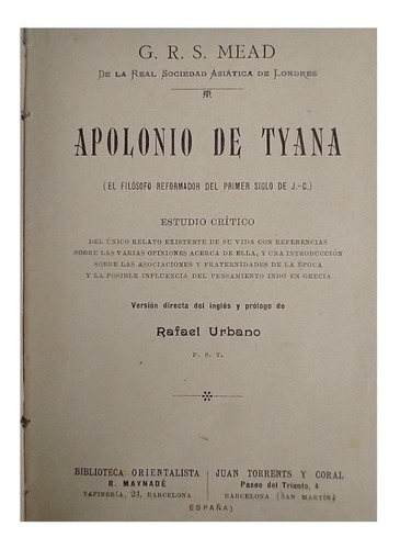 Apolonio De Tyana; G. R. S. Mead
