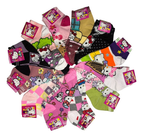 Calcetines Tines Cortos Hello Kitty Algodón 23-27 Cm 6 Pares