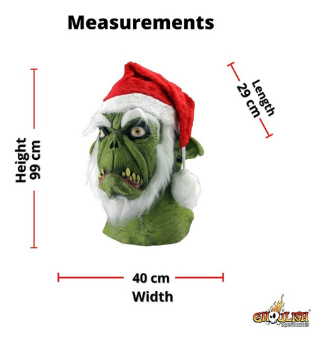 Máscara De Grinch Navideño Santa Latex Talla: Grande Color Verde