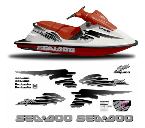 Kit Adesivos Emblema Seadoo Sea Doo Spx 1994 Jetski Sd58