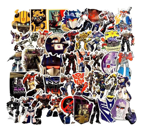 50 Piezas De Pegatinas Impermeables De Transformers Bot...