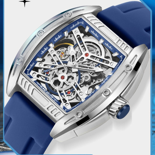Reloj pulsera Megir 8601 con correa de silicona color sliver/blue