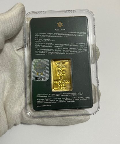 Barra De Ouro 1g - 999% 24k Com Certificado De Garantia!
