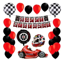 Comprar Globos Decorativos Fiesta De Cumpleaños Tema Autos Carreras Color Rojo Auto Carreras