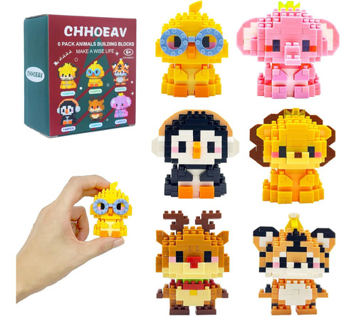 Paquete De 6 Minibloques De Construcción Con Animales Para N