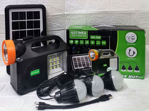 Kit Solar Radio Y Lámpara 80w . Recargable 3 Ampolletas