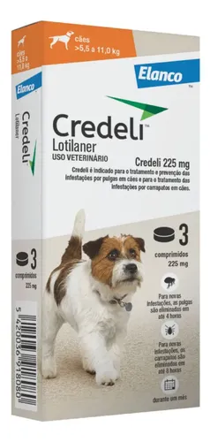 Credeli Elanco 225mg Antipulgas Carrapatos Cães 5,5-11kg 3 Compri...