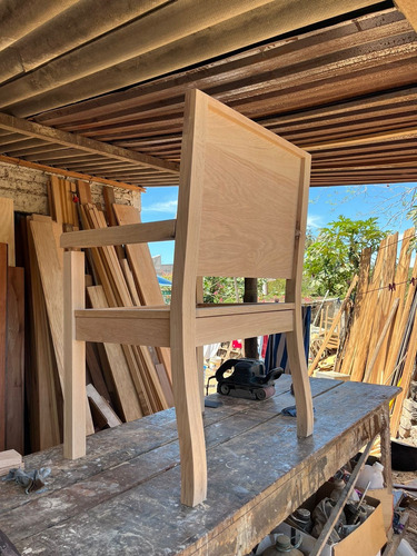 Silla Reforzada De Madera Sólida De Encino Y Aplicación Piel
