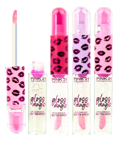 3 Lip Gloss Duo Glitter Effect Cs3672 Kit Pink 21 Atacado