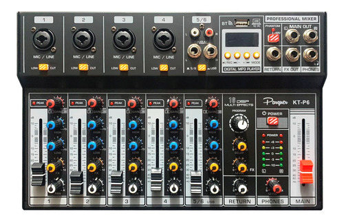 Consola Mixer 6 Canales Usb Efectos Interfaz Grabacion Cuota