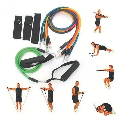 Imagen 3 de 3 de Set Bandas Elásticas De Resistencia 11 Piezas Latex Fitness