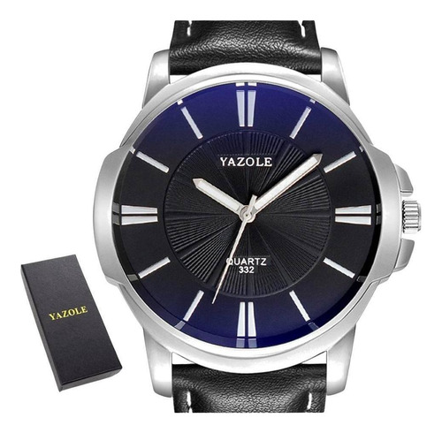 Relógio Yazole 332 Analógico Aço 46mm Preto