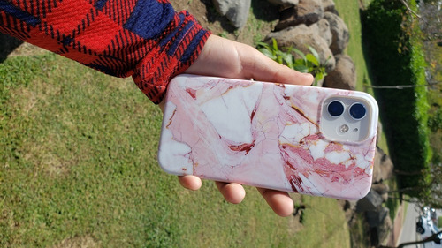 Funda Mármol Color Blanco Y Rosa Para iPhone