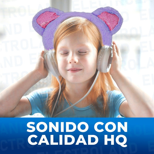 Imagen 6 de 10 de Auriculares Stereo Orejas Zorro Vincha Peluche Cable 1,5mts