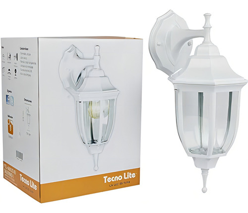 Tecnolite Lampara De Exterior Sobreponer Muro Decorativa FTL-6002D/B 26 W Tecnolit Color Blanco