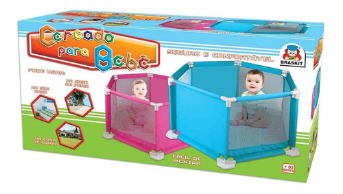 Imagem 2 de 2 de Cercado Para Bebê Proteção Conforto Segurança Braskit Rosa