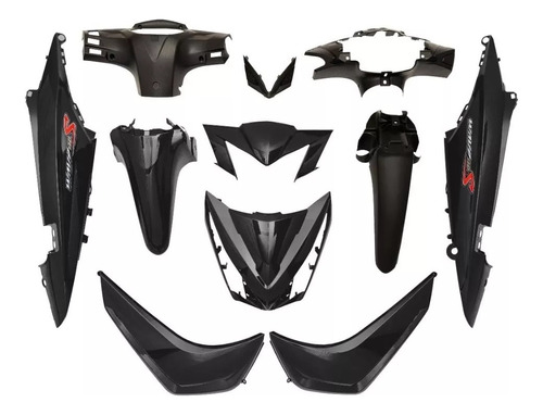 Kit De Plasticos Completo Para Honda Wave 110s Mtc Negro