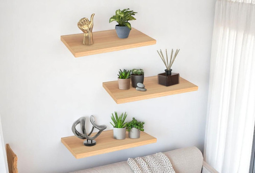 Paquete De 3 Repisas Flotantes Modernas De 30 X 15 Cm Beige