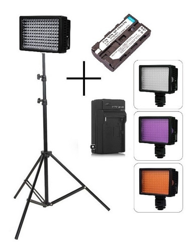 Kit Iluminador Led Pro Hd-160 + Bateria 2200mah + Carregador