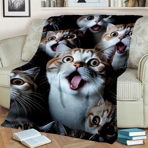 Cobertor 150x200cm Cute Calico Cat Garfield Cat Persian Cat