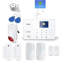 Comprar Kit Alarma Domiciliaria Inalambrica 2 Sensores Puerta 2 Sensores Pir De Movimiento Wifi Ip Gsm 