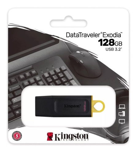 Flash Memory Kingston Exodia Dtx-128gb Usb 3.2 Color Negro