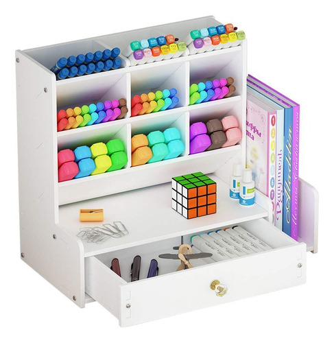 Upgraded Desktop Stationary Organizer With Drawer Pencil 