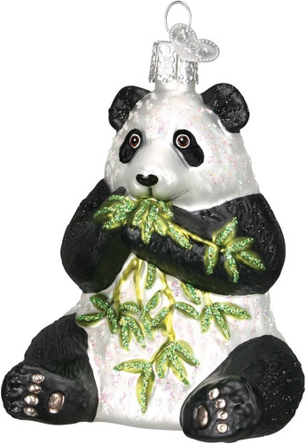 Adornos De Navidad Del Viejo Mundo:panda De Vidrio Soplado A