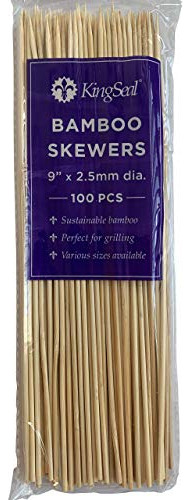 Brochetas Para Asar De Madera De Bambú Natural Kingseal, 9 P