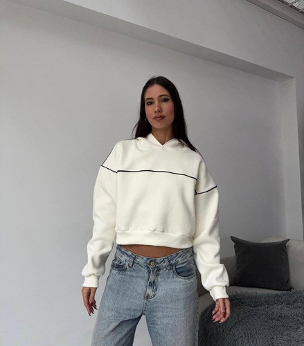 Buzo Corto Mujer Con Capucha Estilo Urbano Moda Casual