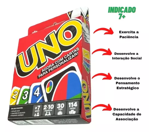 Baralho jogo de cartas uno para familia e amigos em Promoção na