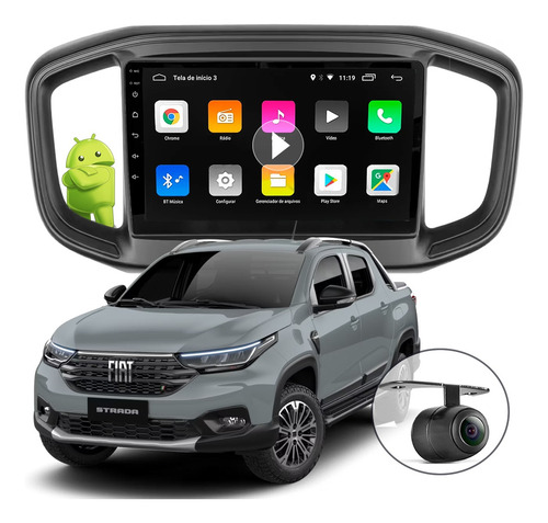 Multimídia 9p Android Auto Carplay Strada Fiorino 2021 2024