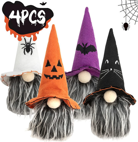 Juego De 4 Decoraciones De Felpa Gnomos De Halloween Kkeatoy