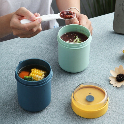 Lonchera Contenedor Comida Lunch Box 500ml Taza Cubiertos Color Verde