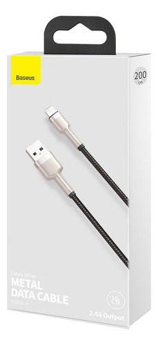 Cable De Datos Usb A Lightning 2.4a 1m Metal Negro Baseus