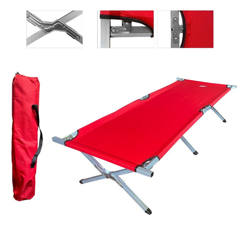 Catre Cama Plegable Exterior Tela Reforzada + Funda-sear Color Rojo