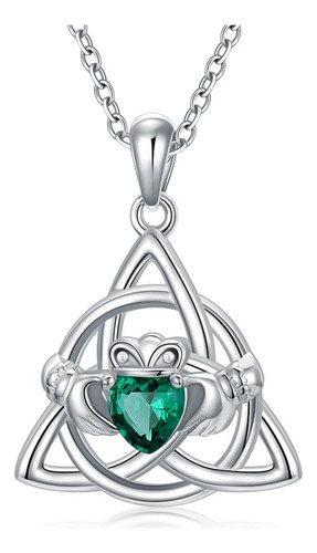 Sliacete Collar Irlandés Claddagh De Plata De Ley 925 Con Pi