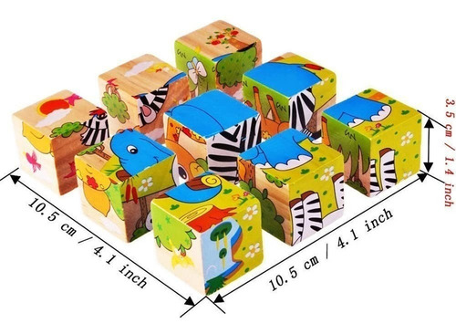 Imagen 9 de 9 de Rompecabezas Madera 6 En 1 Juguete Cubo Didáctico 9 Pcs