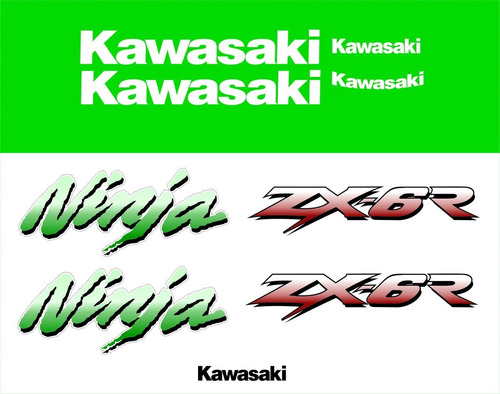 Kit Adesivo Compatível Kawasaki Zx-6r 1995 À 1996 Verde 95vb Cor KAWASAKI NINJA ZX-6R 1995 À 1996 VERDE