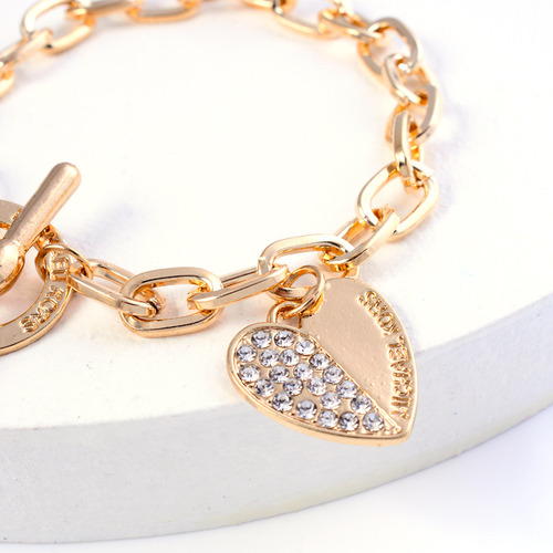 Brazalete De Diamante En Forma De Corazón Con Hebilla En T D