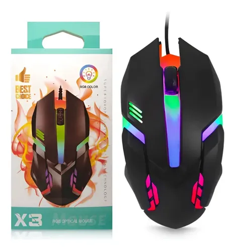 Mouse Gamer Rgb Alámbrico Usb 3200 Dpi X3 Ergonómico | MercadoLibre