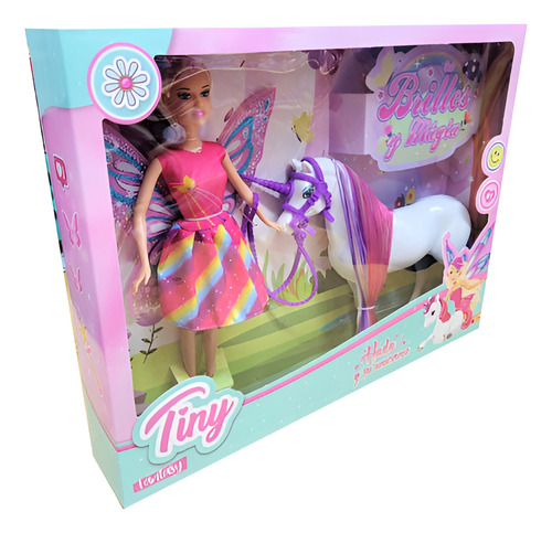 Muñeca Articulada Tipo Barbiee Tiny Hada Unicornio Brillos