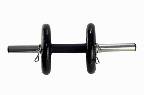 Kit Academia Em Casa- 1 Halter Oco 40cm + 2 Anilhas 02kg Cor Preto