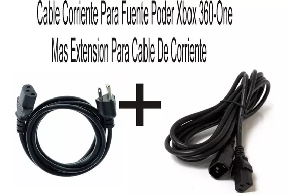 Cable Corriente Para Fuente Poder Xbox 360-one+extension