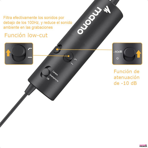 Microfono Lavalier Condenser Omnidireccional Cable 6m Maono Color Negro