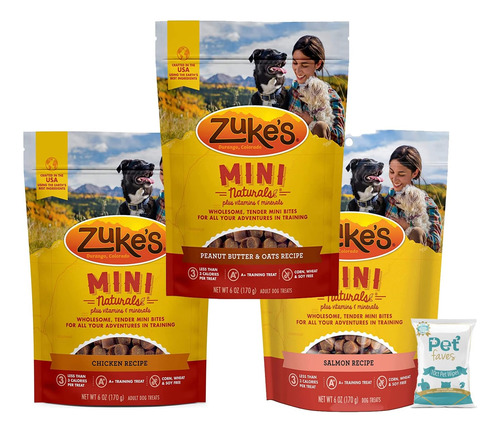 (3 Pack) Zuke Mini Naturals 3 Flavors Combo Of Dog Treats -