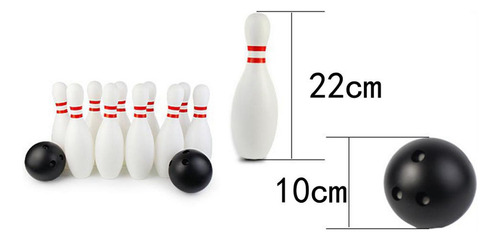 12 Unids Juego De Boliche 10 Pasadores 22cm Blanco + Negro