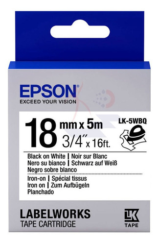 Imagen 2 de 3 de Cinta Etiqueta Epson Lk-5wbq Negro/blanco 18mm 5m Plancha
